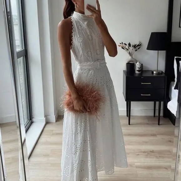 Zara openwork embroidery dress bloggers fav